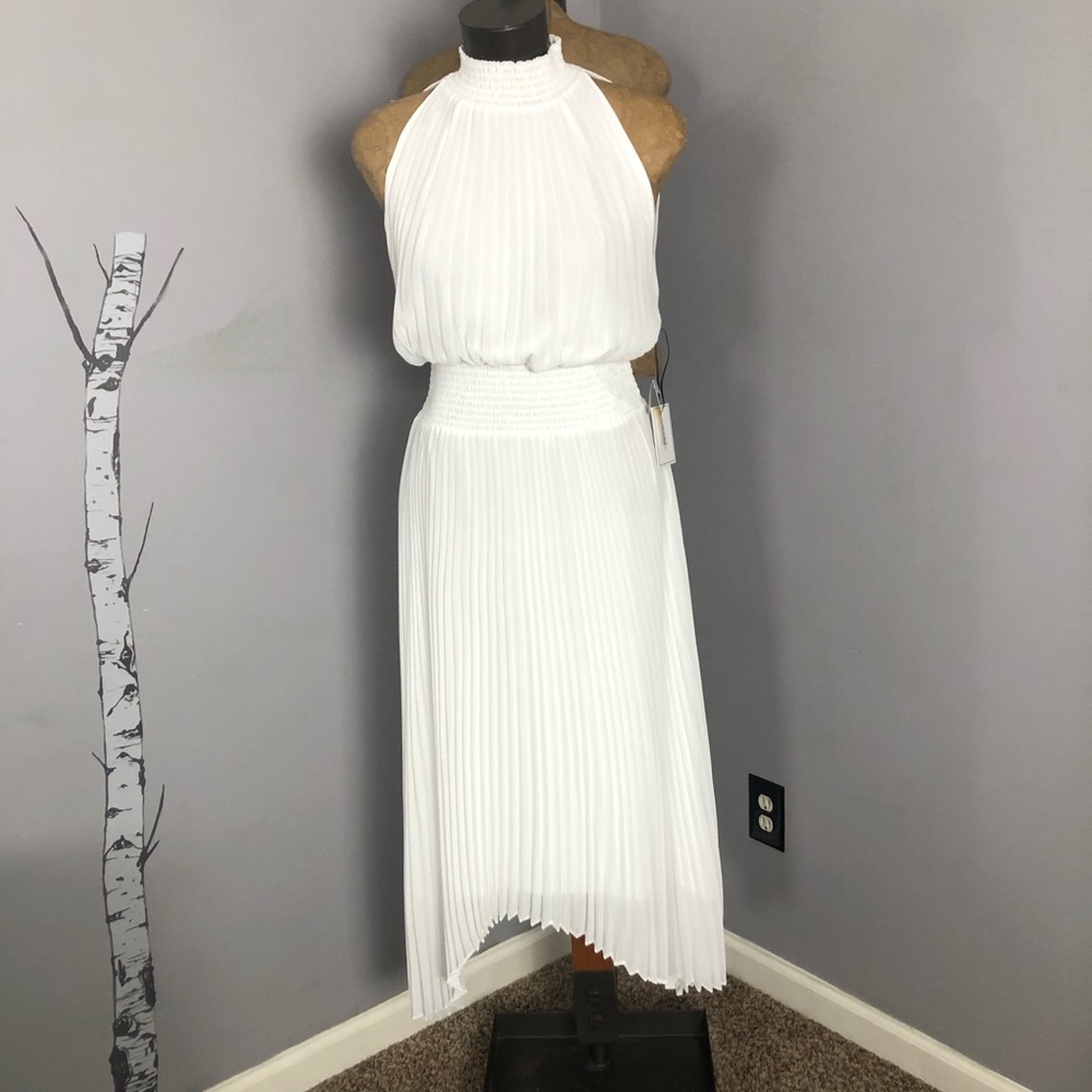 Slate White Pleated Dress
